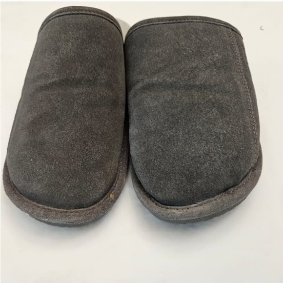 Tilley Premium Shearling Lined Slip On Grey Leather Slipper Rubber Sole … - Picture 3 of 7